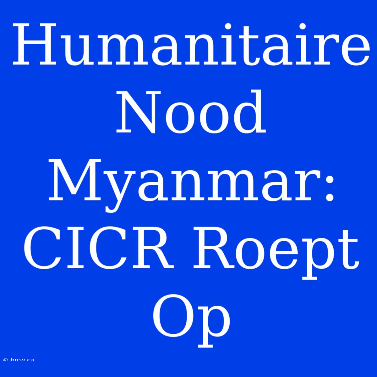 Humanitaire Nood Myanmar: CICR Roept Op