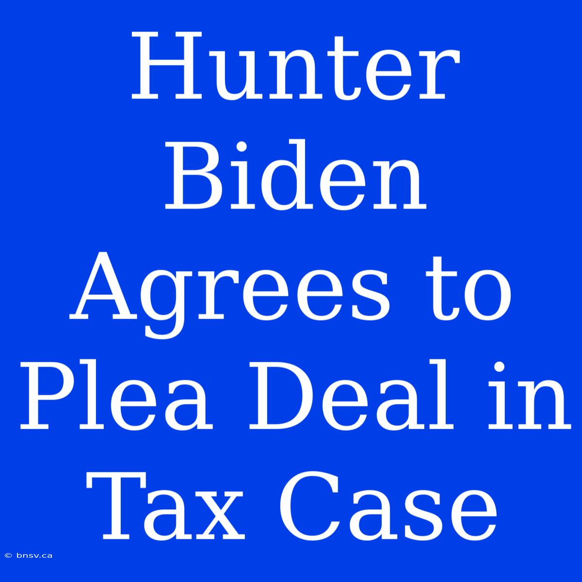 Hunter Biden Agrees To Plea Deal In Tax Case