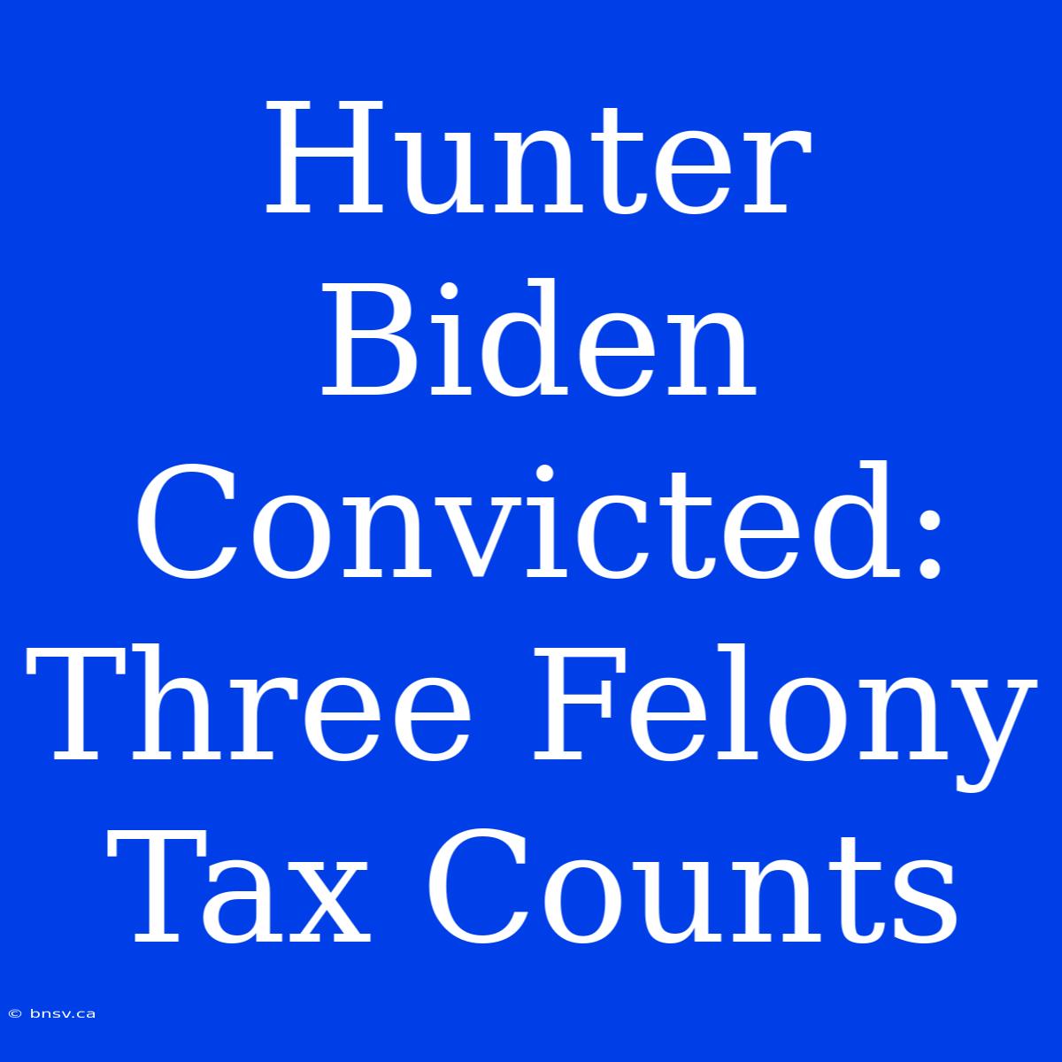 Hunter Biden Convicted: Three Felony Tax Counts