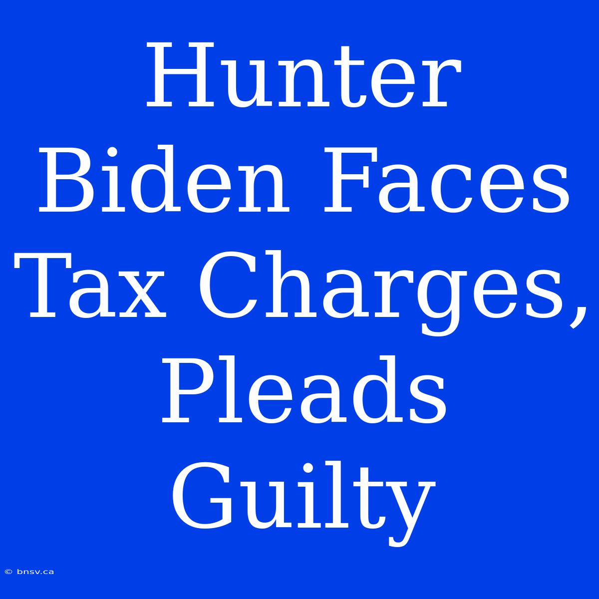 Hunter Biden Faces Tax Charges, Pleads Guilty