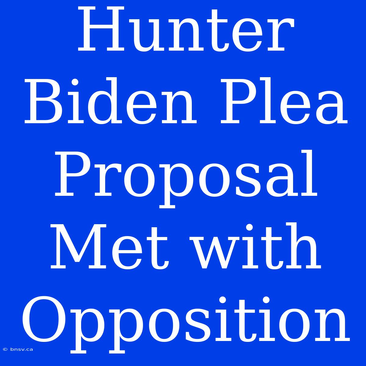 Hunter Biden Plea Proposal Met With Opposition