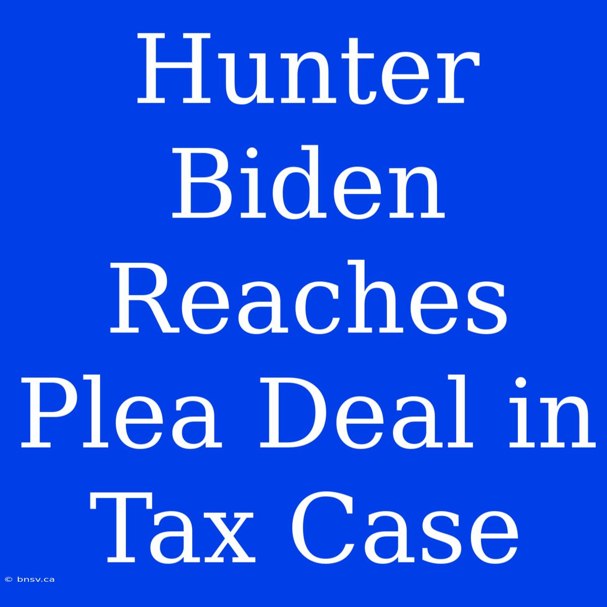 Hunter Biden Reaches Plea Deal In Tax Case