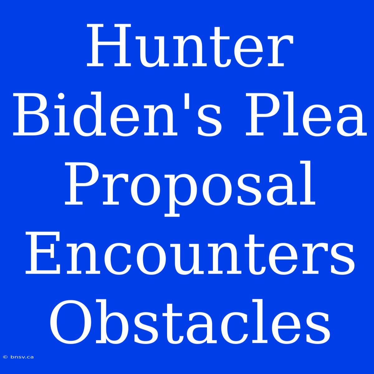 Hunter Biden's Plea Proposal Encounters Obstacles