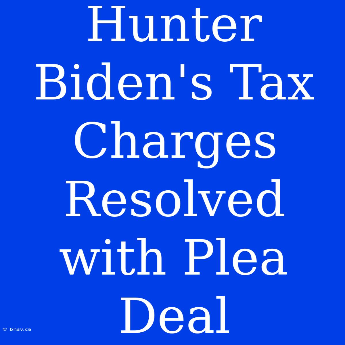 Hunter Biden's Tax Charges Resolved With Plea Deal