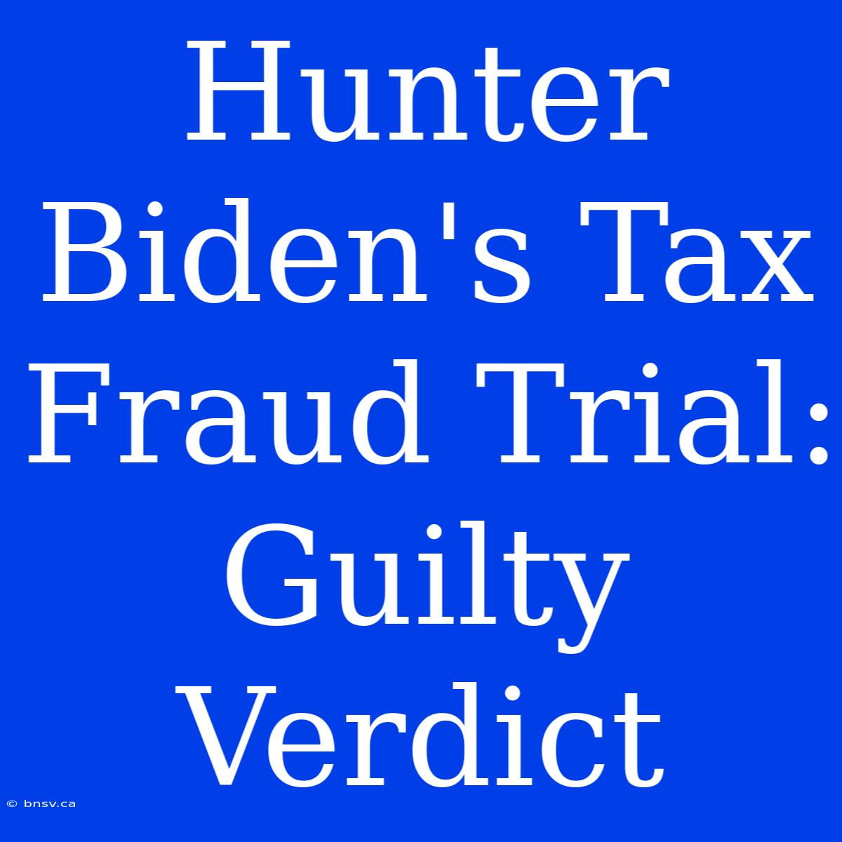 Hunter Biden's Tax Fraud Trial: Guilty Verdict