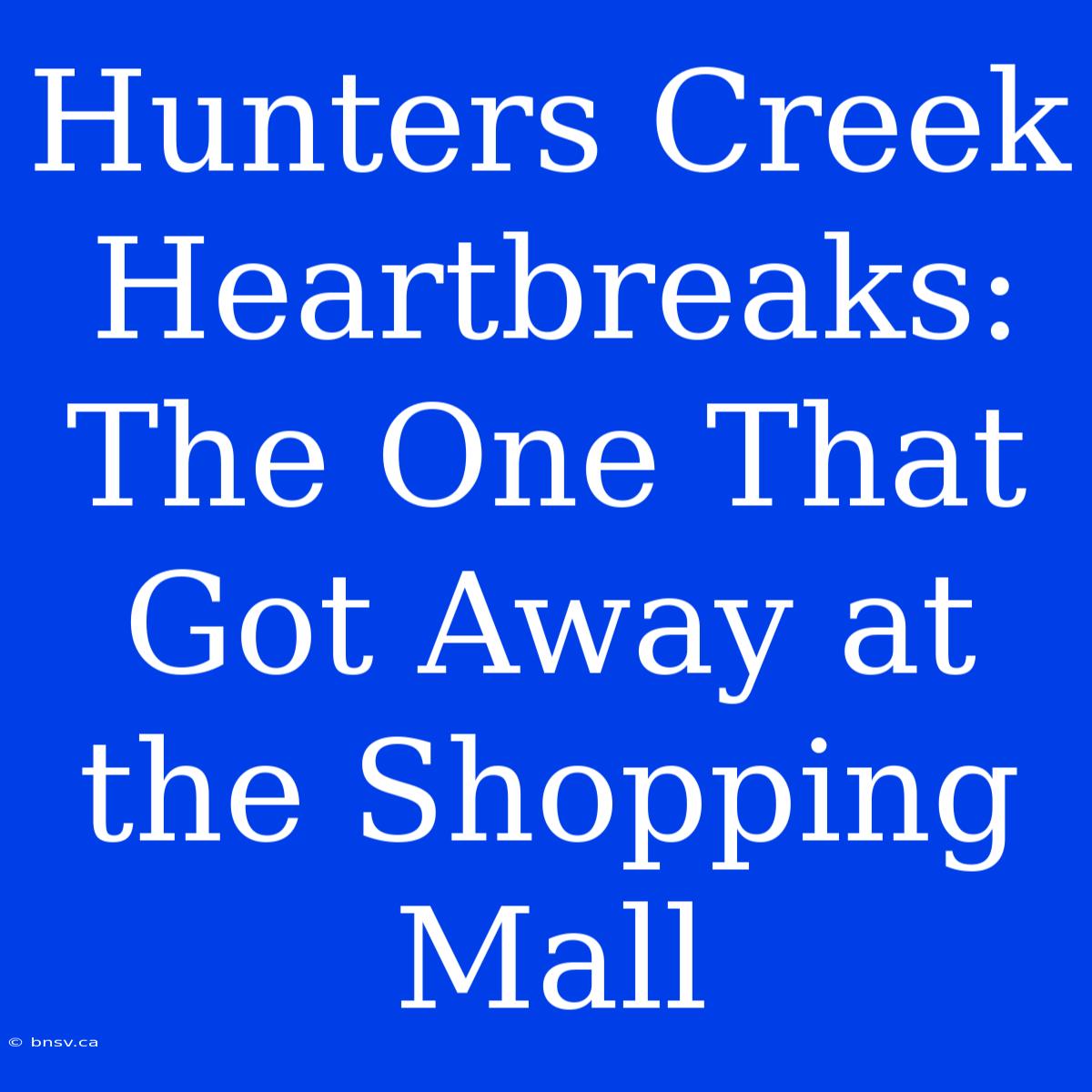 Hunters Creek Heartbreaks: The One That Got Away At The Shopping Mall