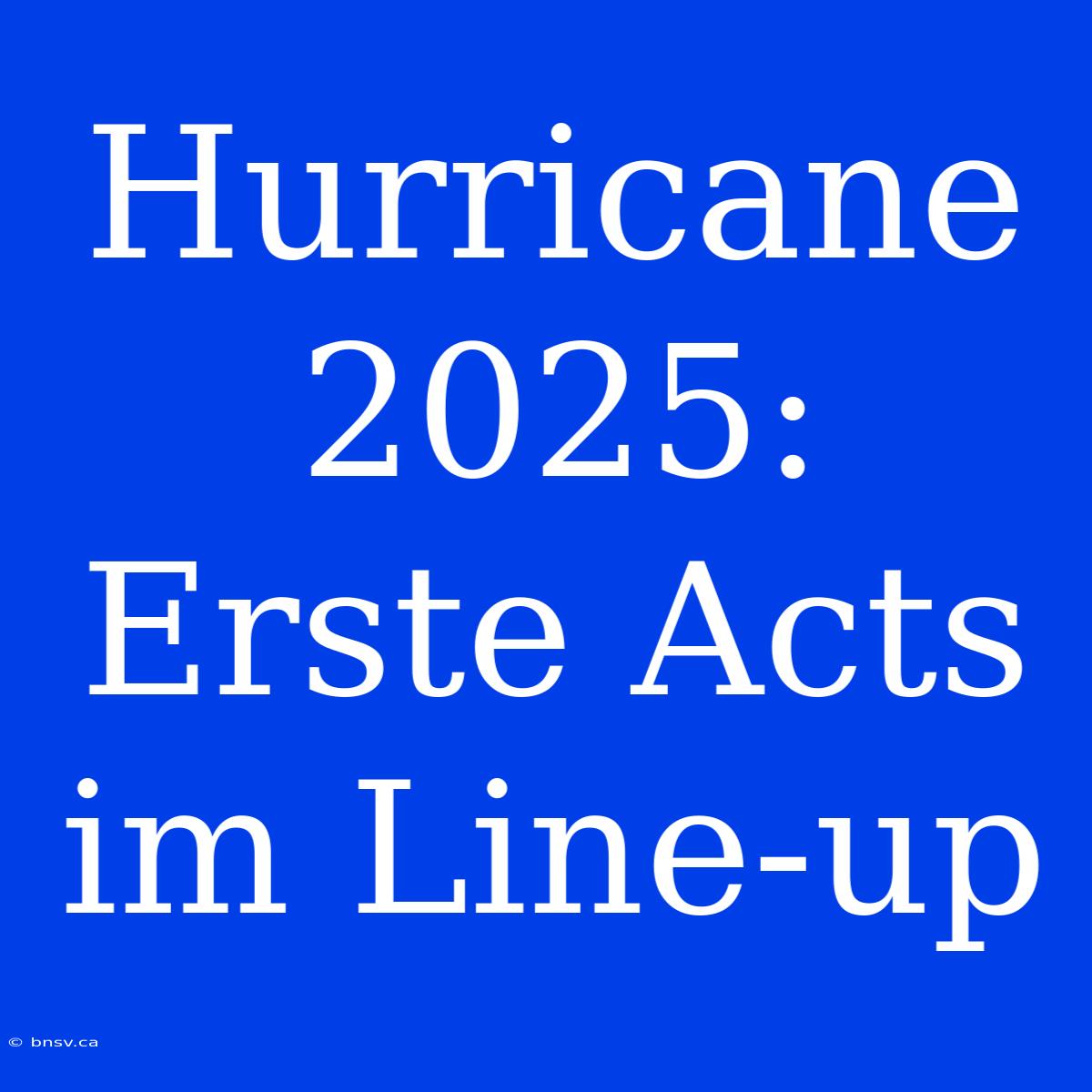 Hurricane 2025: Erste Acts Im Line-up