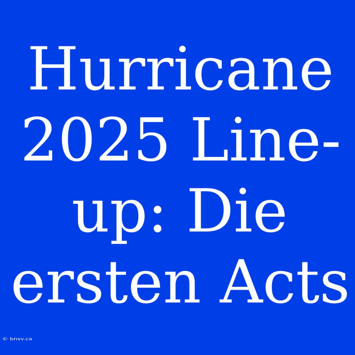 Hurricane 2025 Line-up: Die Ersten Acts