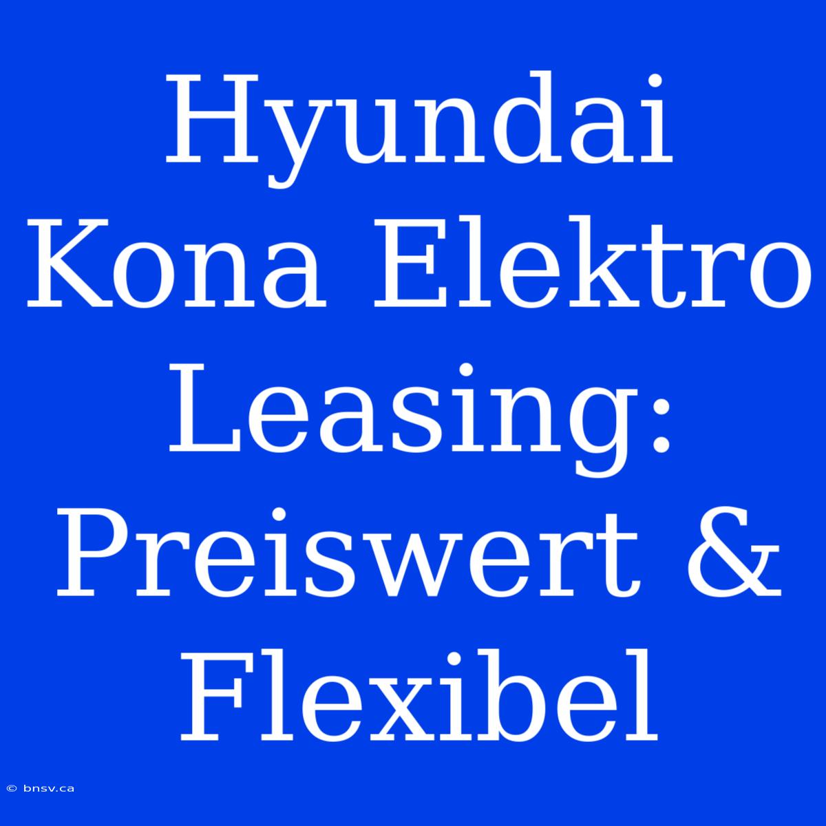 Hyundai Kona Elektro Leasing: Preiswert & Flexibel