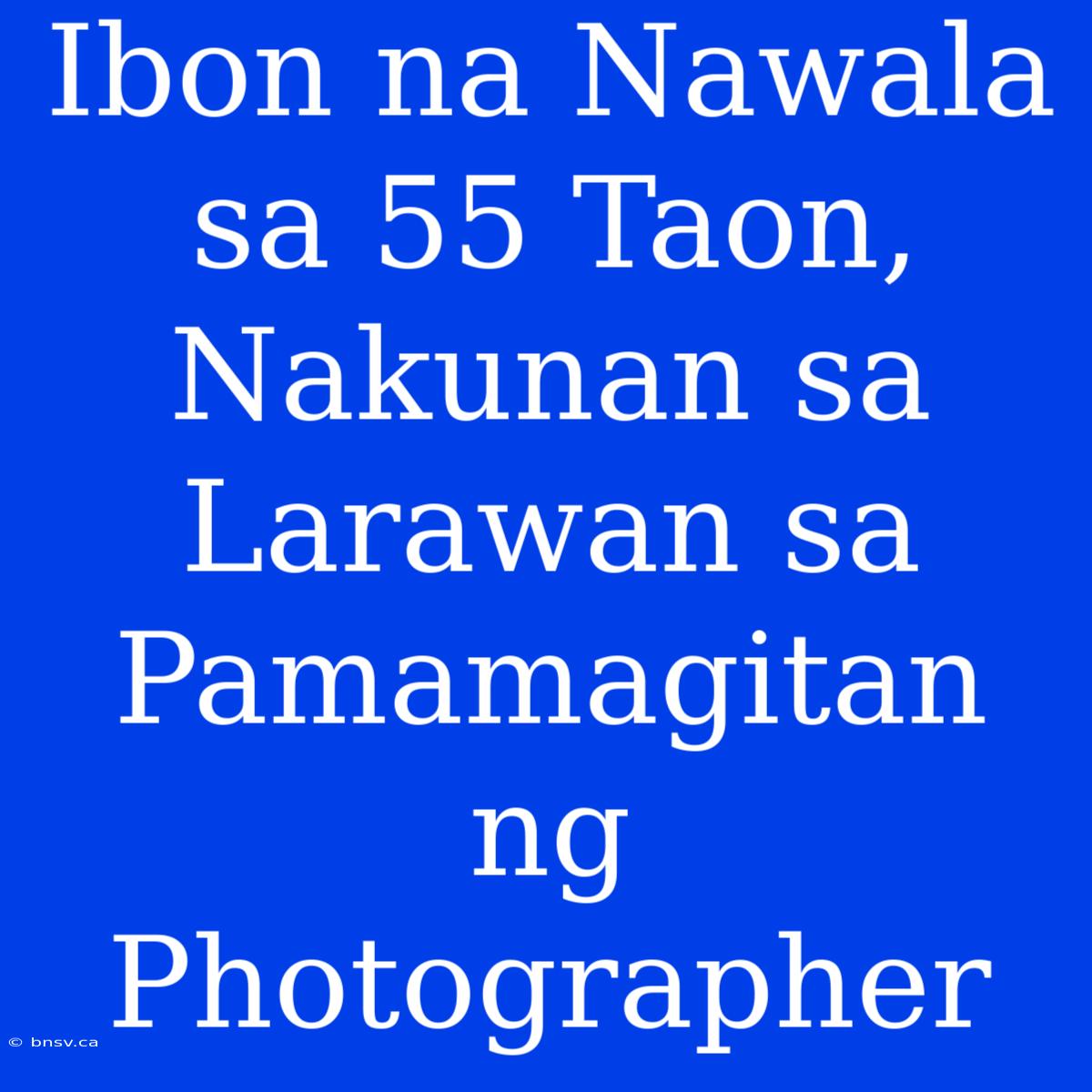 Ibon Na Nawala Sa 55 Taon, Nakunan Sa Larawan Sa Pamamagitan Ng Photographer