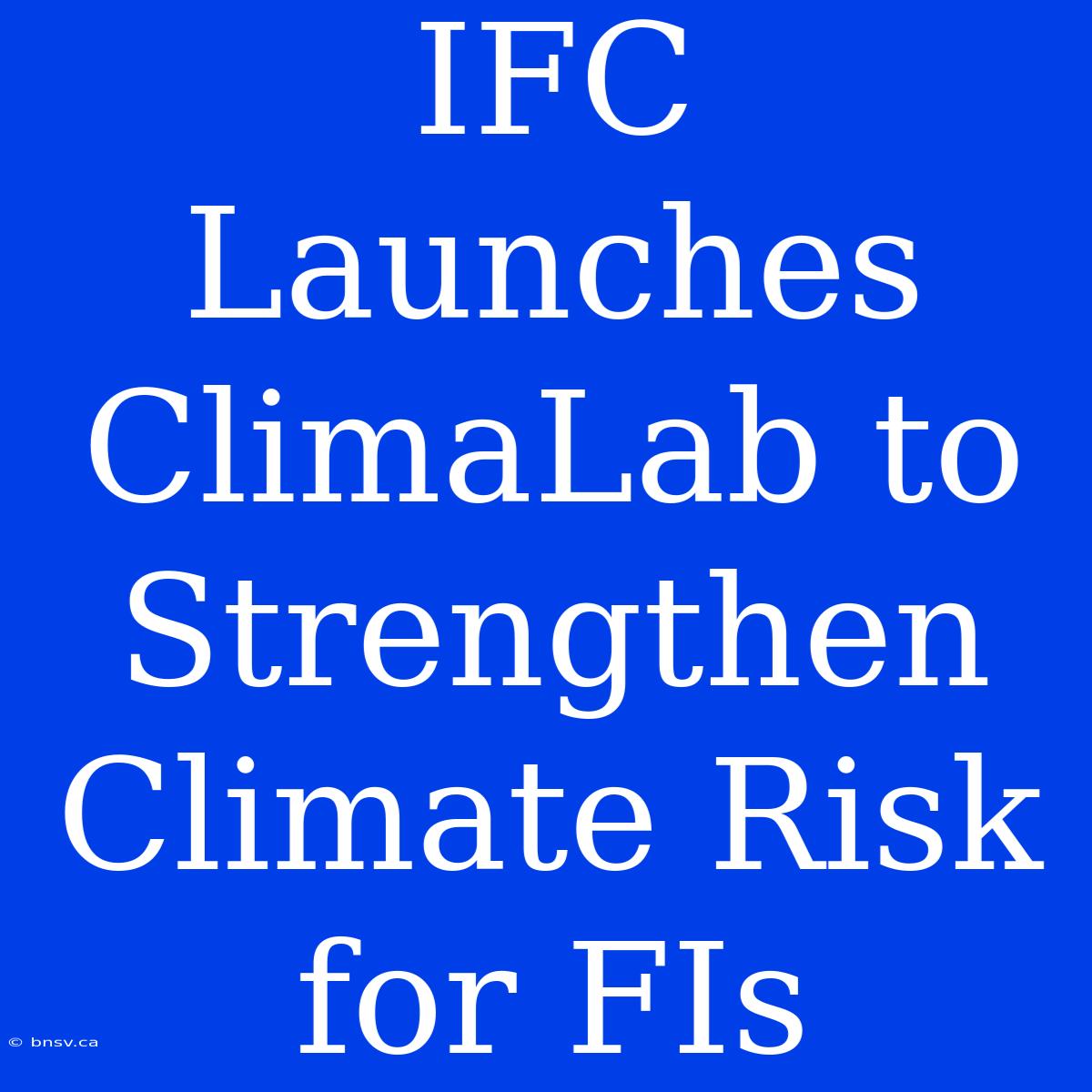 IFC Launches ClimaLab To Strengthen Climate Risk For FIs