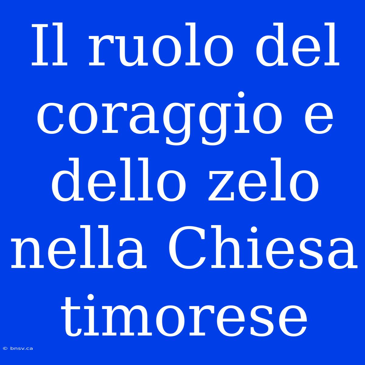 Il Ruolo Del Coraggio E Dello Zelo Nella Chiesa Timorese