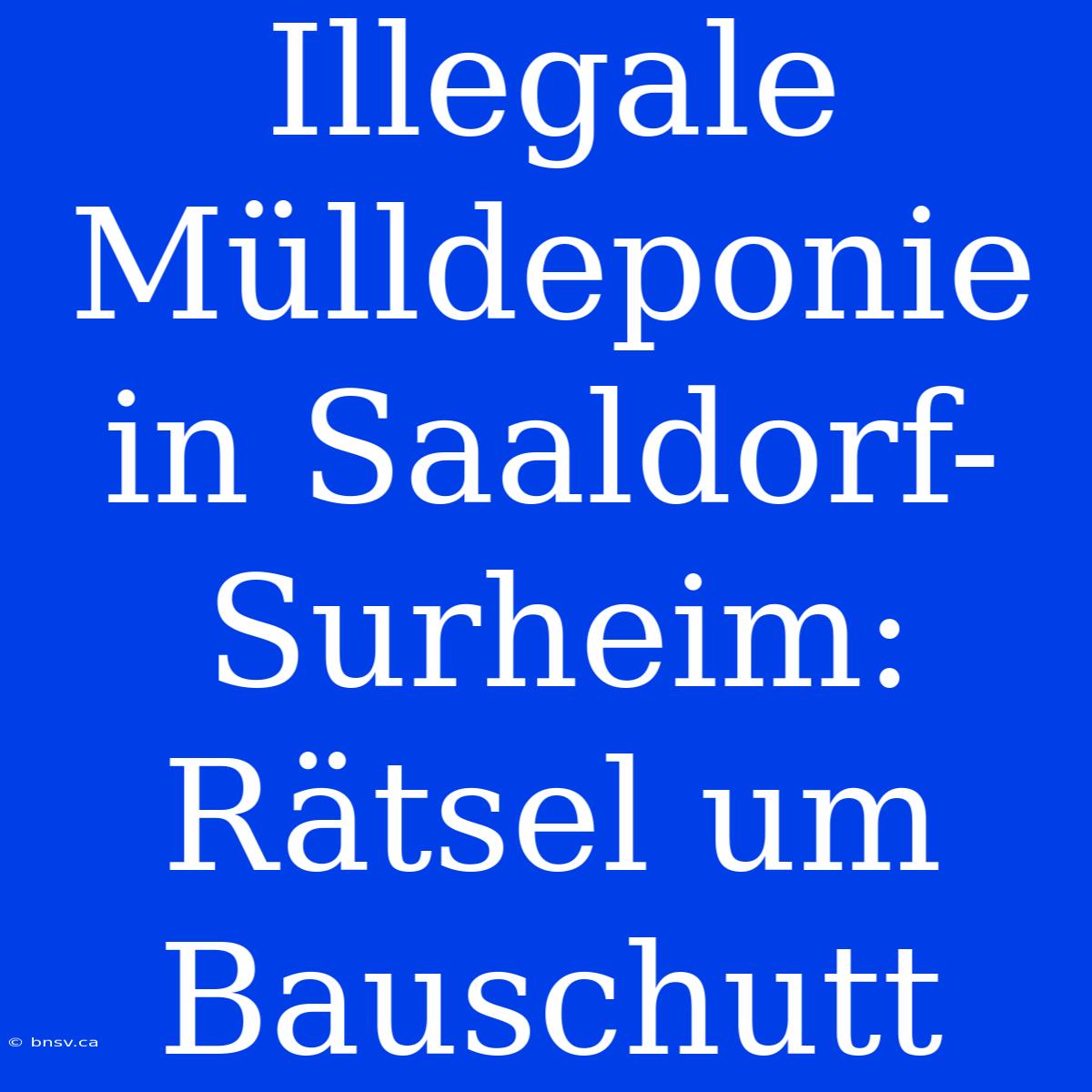 Illegale Mülldeponie In Saaldorf-Surheim: Rätsel Um Bauschutt