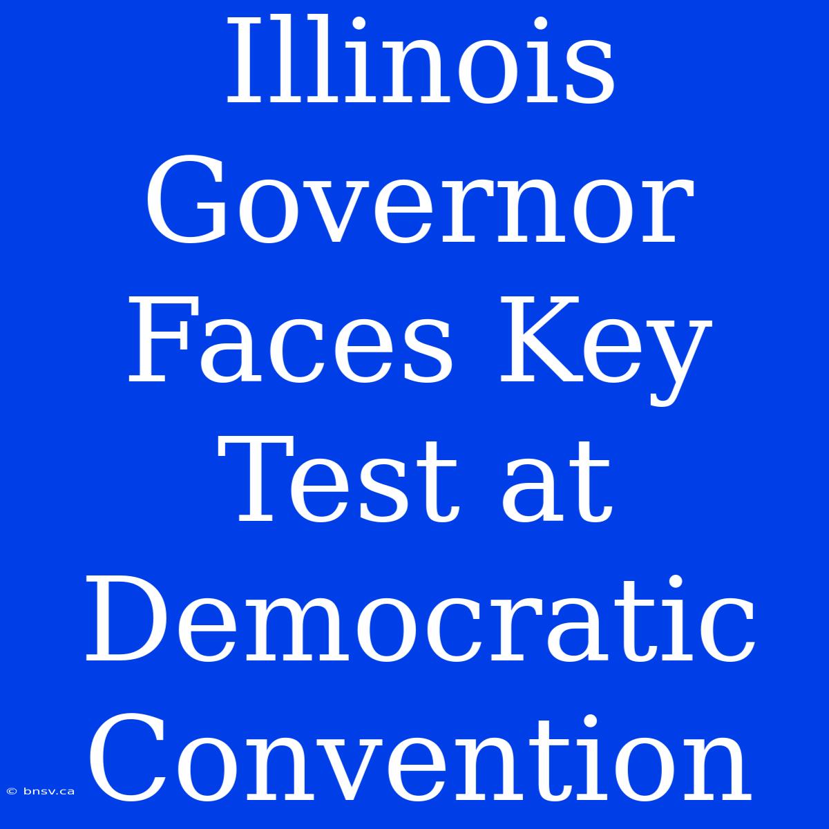 Illinois Governor Faces Key Test At Democratic Convention