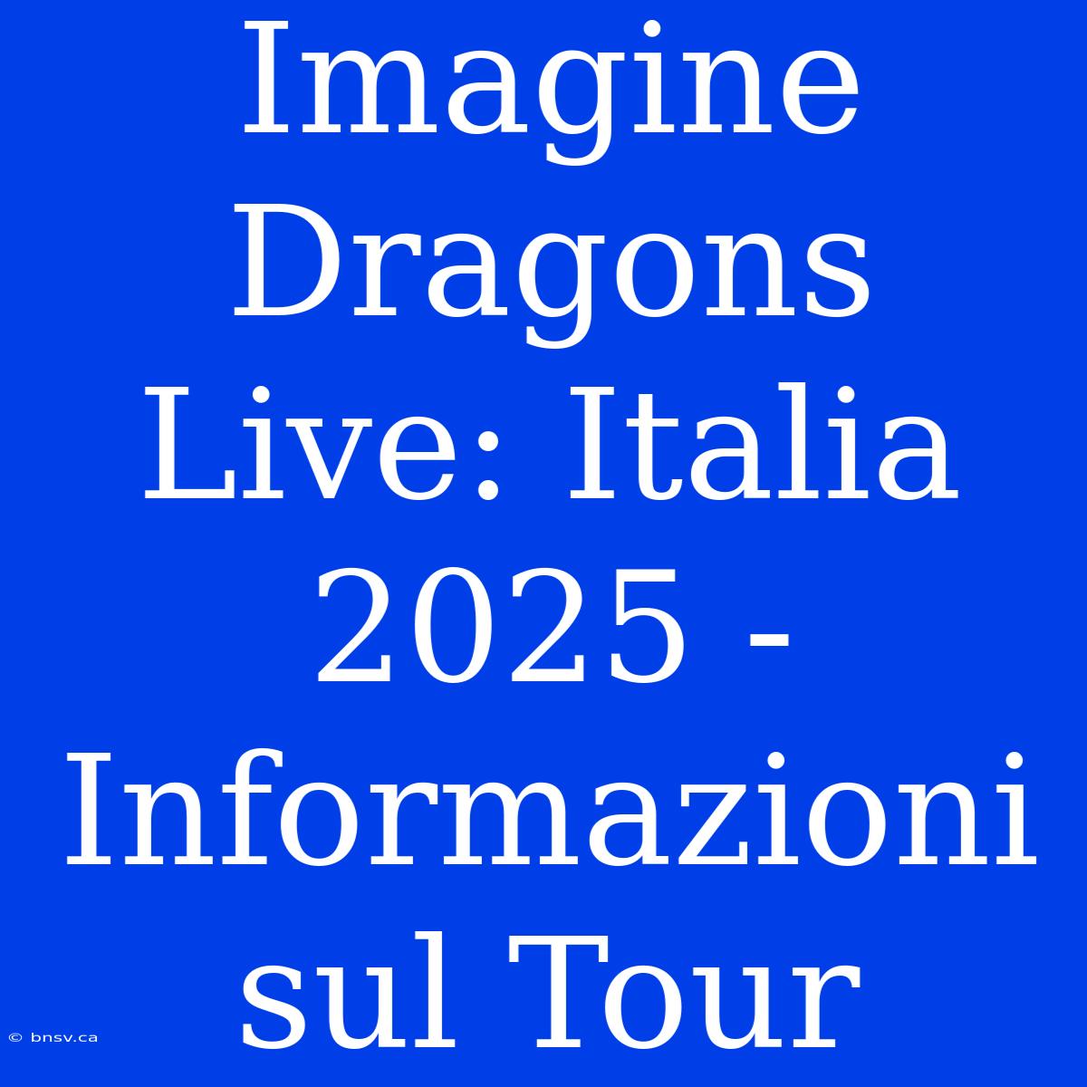 Imagine Dragons Live: Italia 2025 - Informazioni Sul Tour