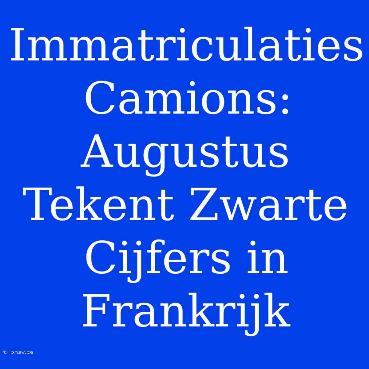 Immatriculaties Camions: Augustus Tekent Zwarte Cijfers In Frankrijk