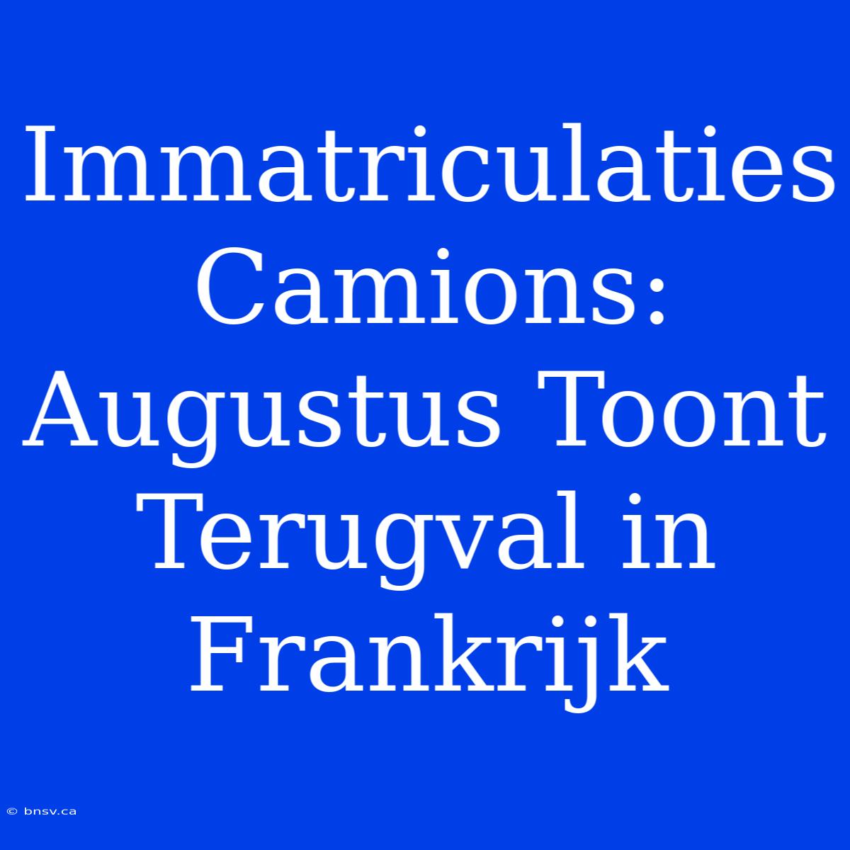 Immatriculaties Camions: Augustus Toont Terugval In Frankrijk