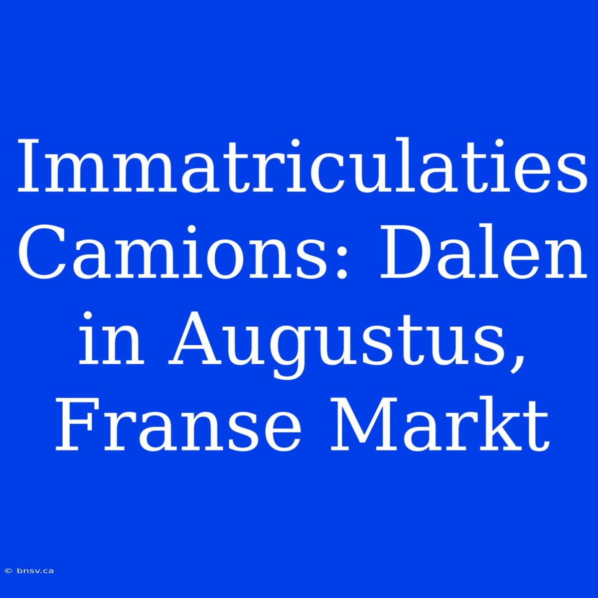 Immatriculaties Camions: Dalen In Augustus, Franse Markt