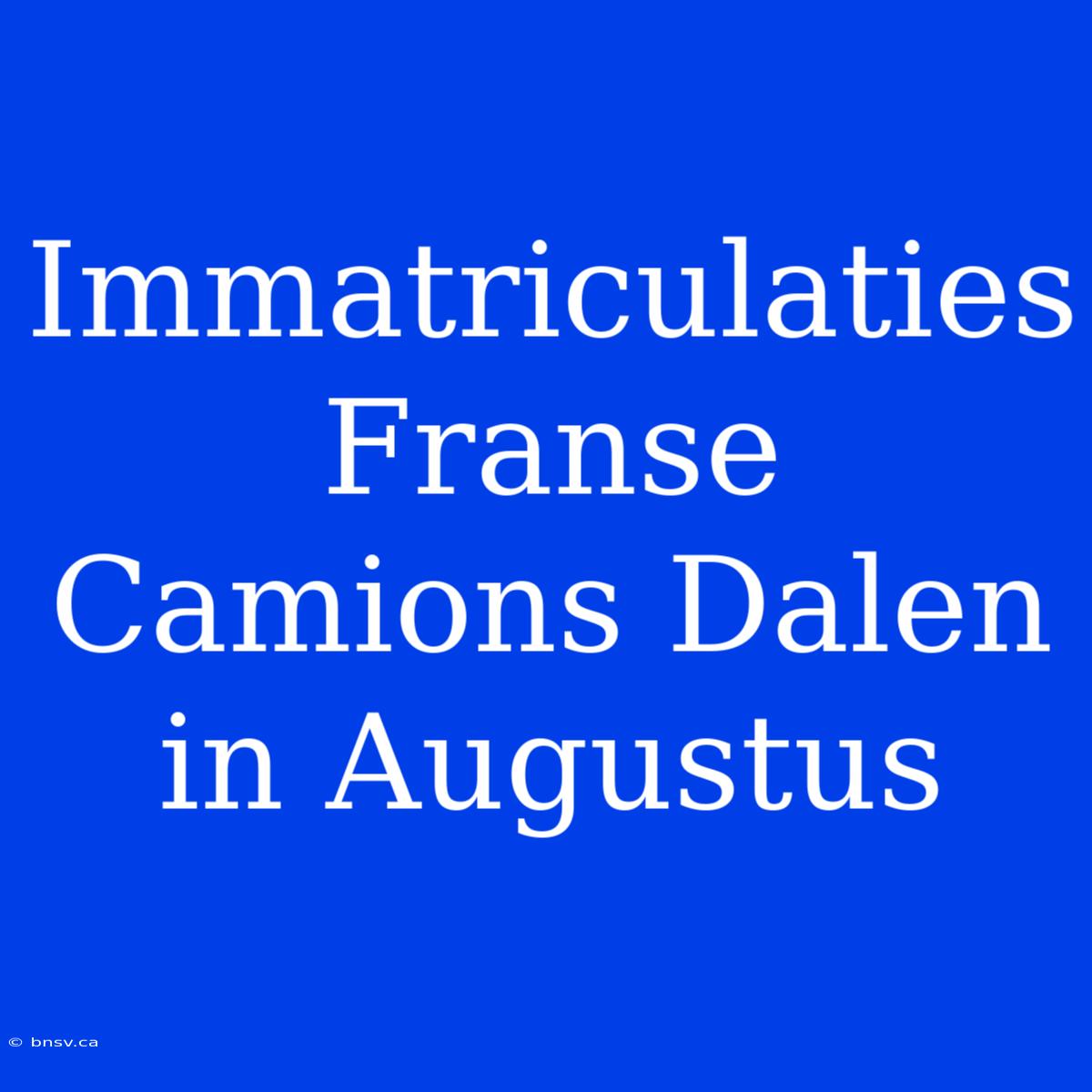 Immatriculaties Franse Camions Dalen In Augustus