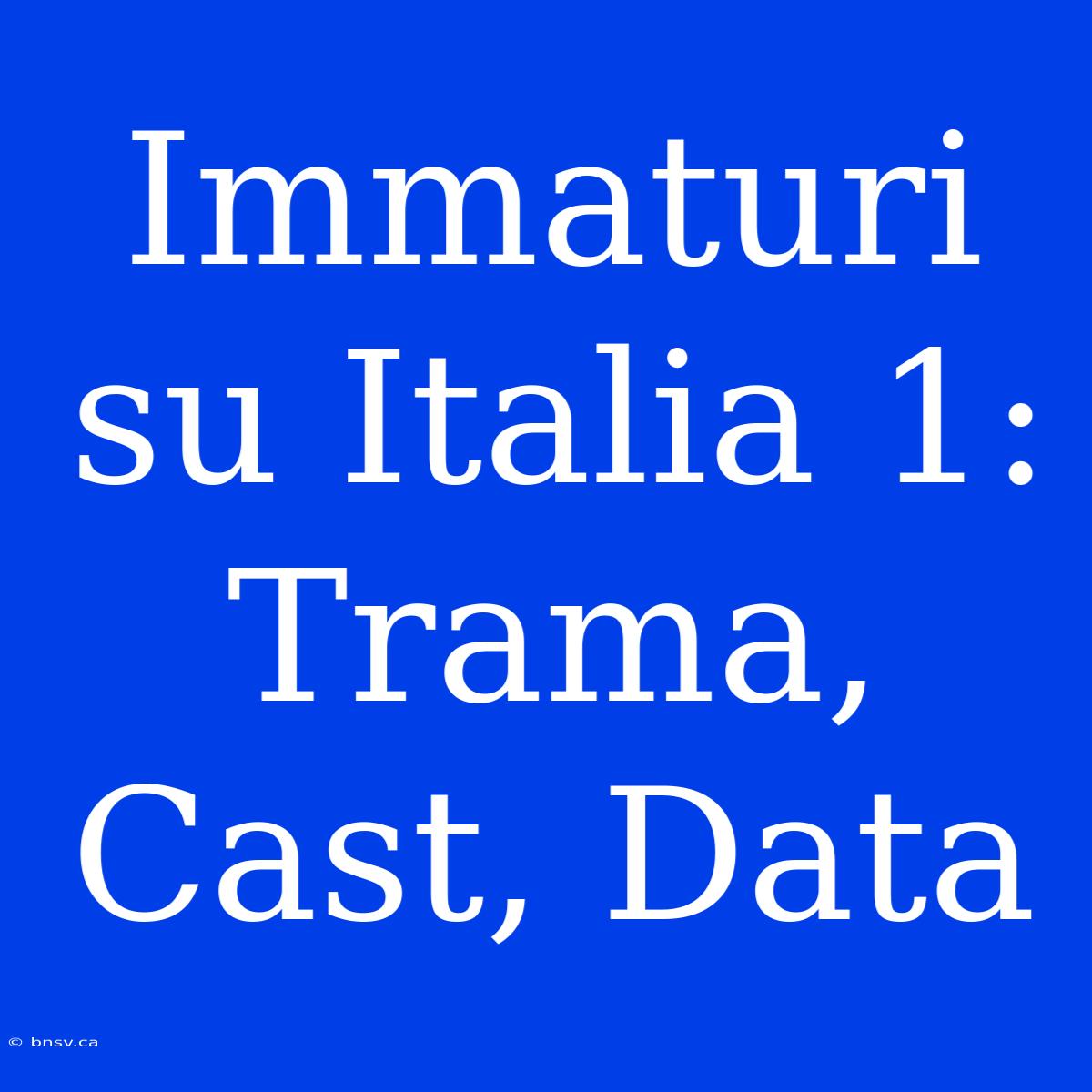 Immaturi Su Italia 1: Trama, Cast, Data