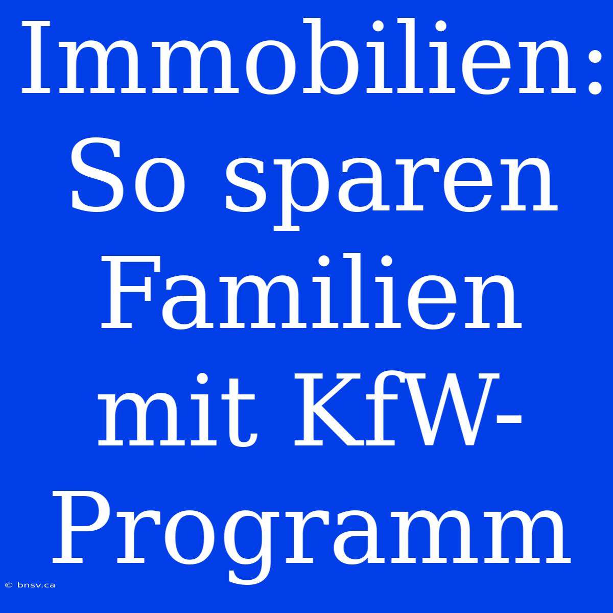 Immobilien: So Sparen Familien Mit KfW-Programm