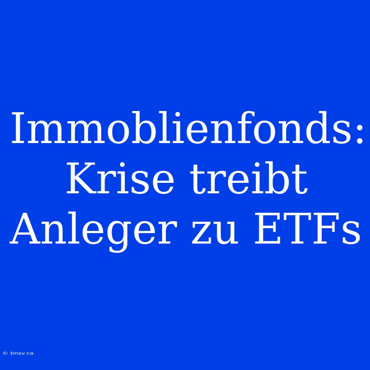 Immoblienfonds: Krise Treibt Anleger Zu ETFs