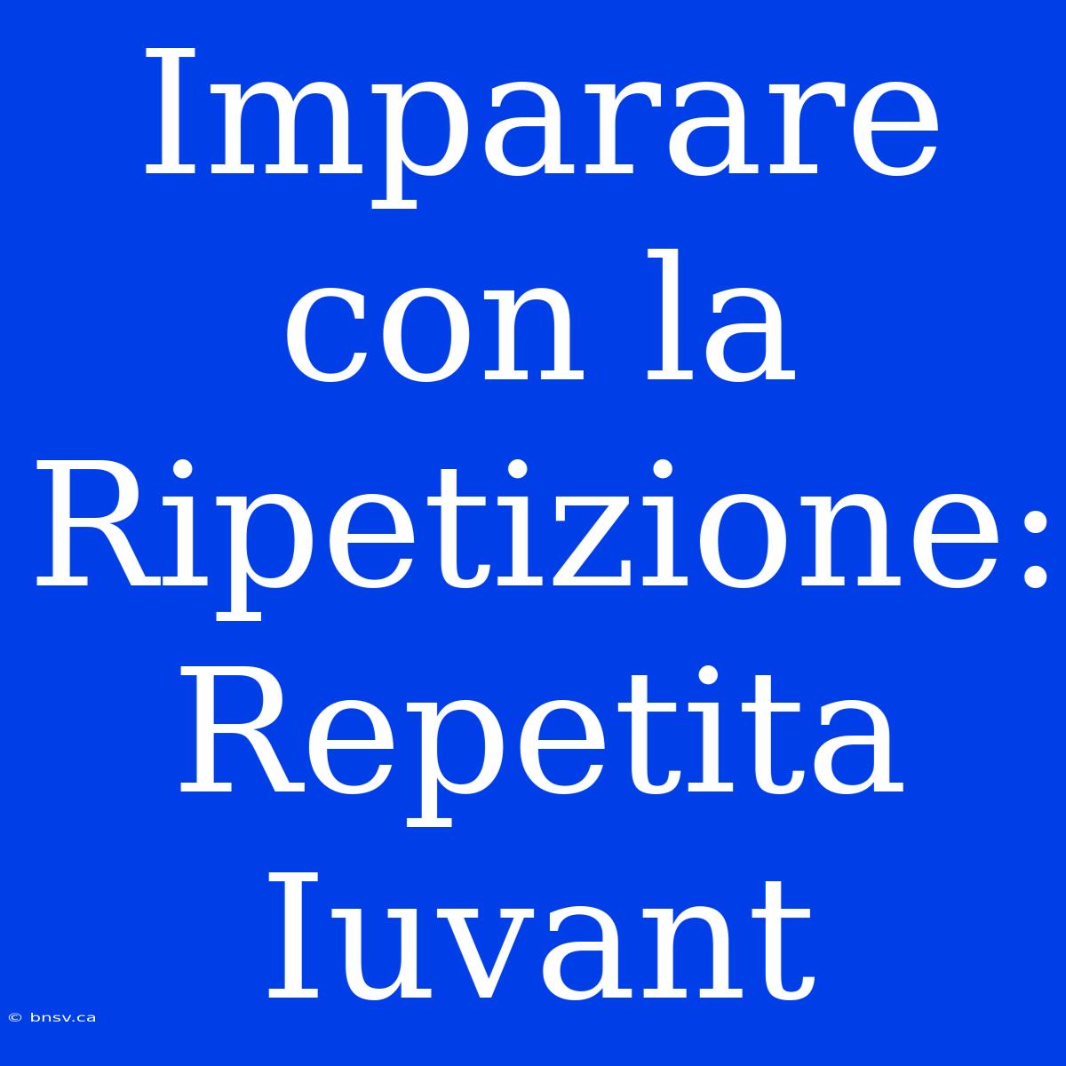 Imparare Con La Ripetizione: Repetita Iuvant