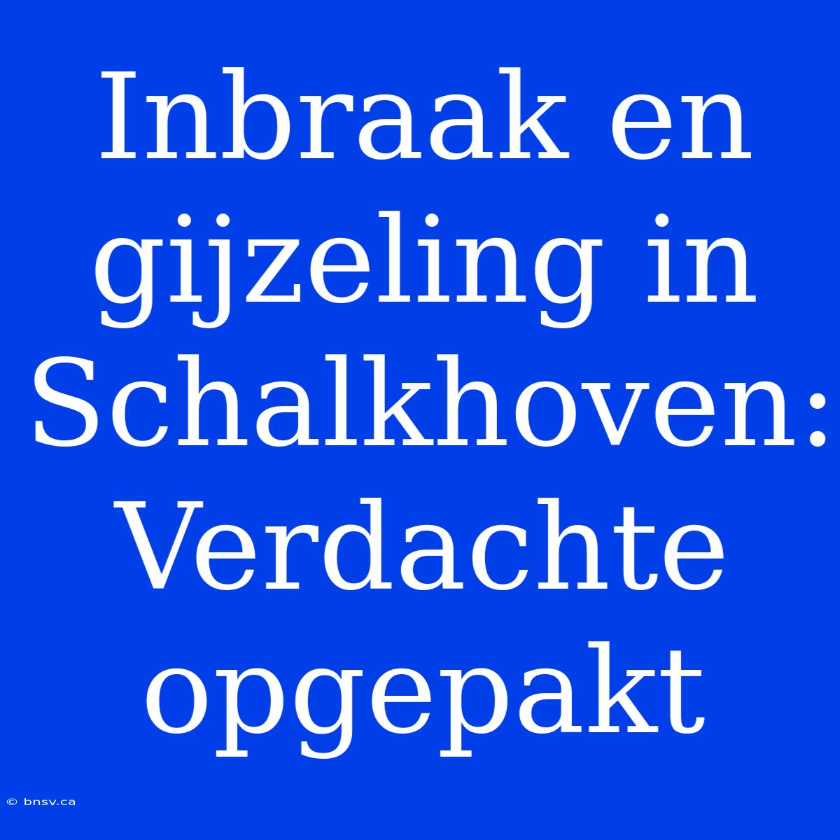 Inbraak En Gijzeling In Schalkhoven: Verdachte Opgepakt