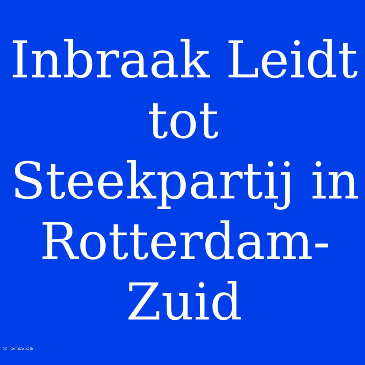 Inbraak Leidt Tot Steekpartij In Rotterdam-Zuid