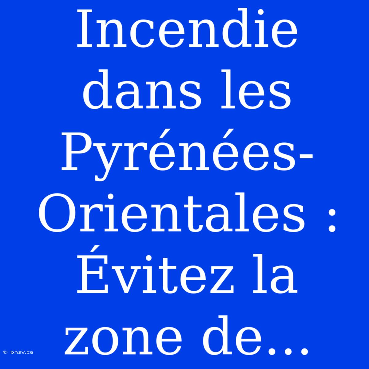 Incendie Dans Les Pyrénées-Orientales : Évitez La Zone De...