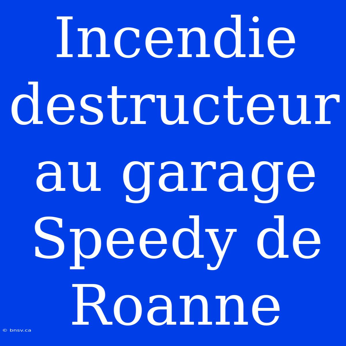 Incendie Destructeur Au Garage Speedy De Roanne