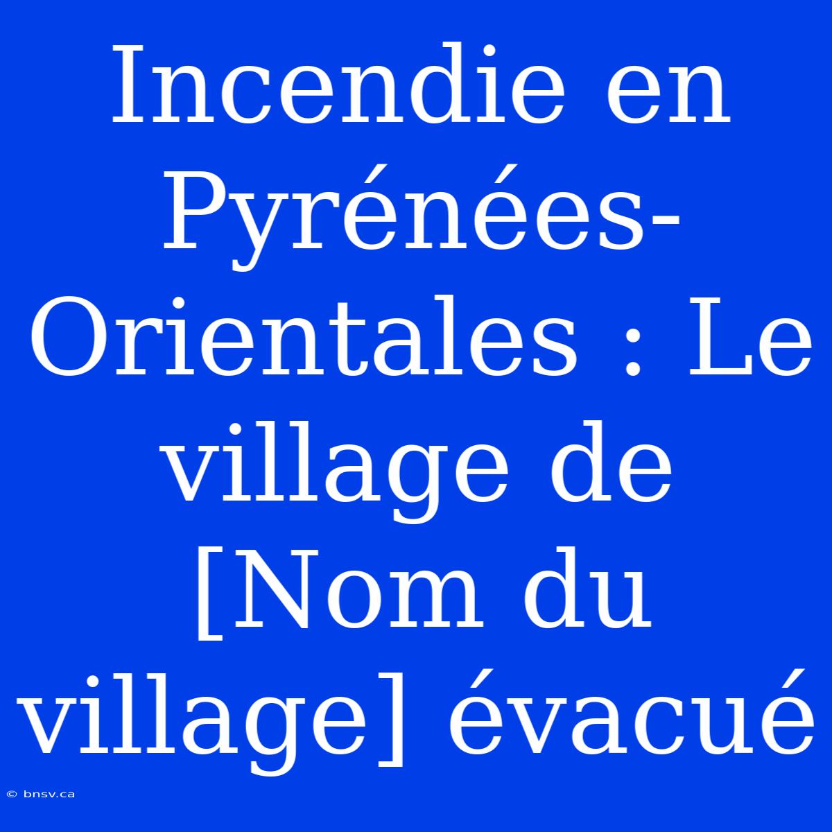 Incendie En Pyrénées-Orientales : Le Village De [Nom Du Village] Évacué