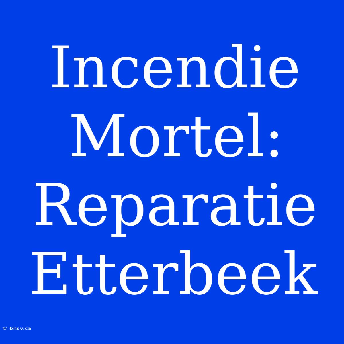 Incendie Mortel: Reparatie Etterbeek