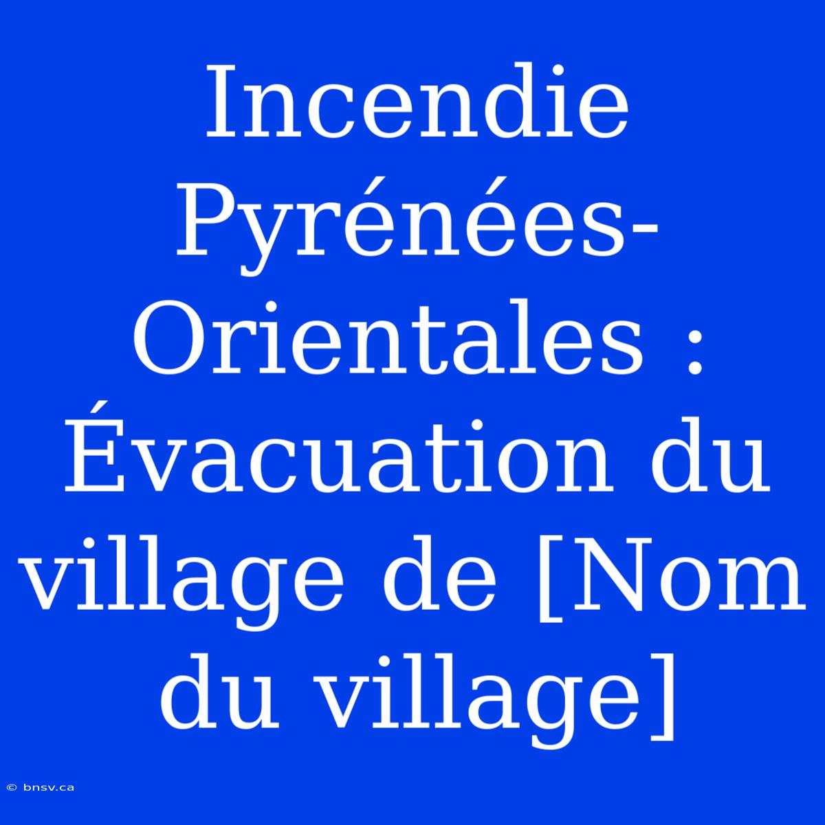 Incendie Pyrénées-Orientales : Évacuation Du Village De [Nom Du Village]