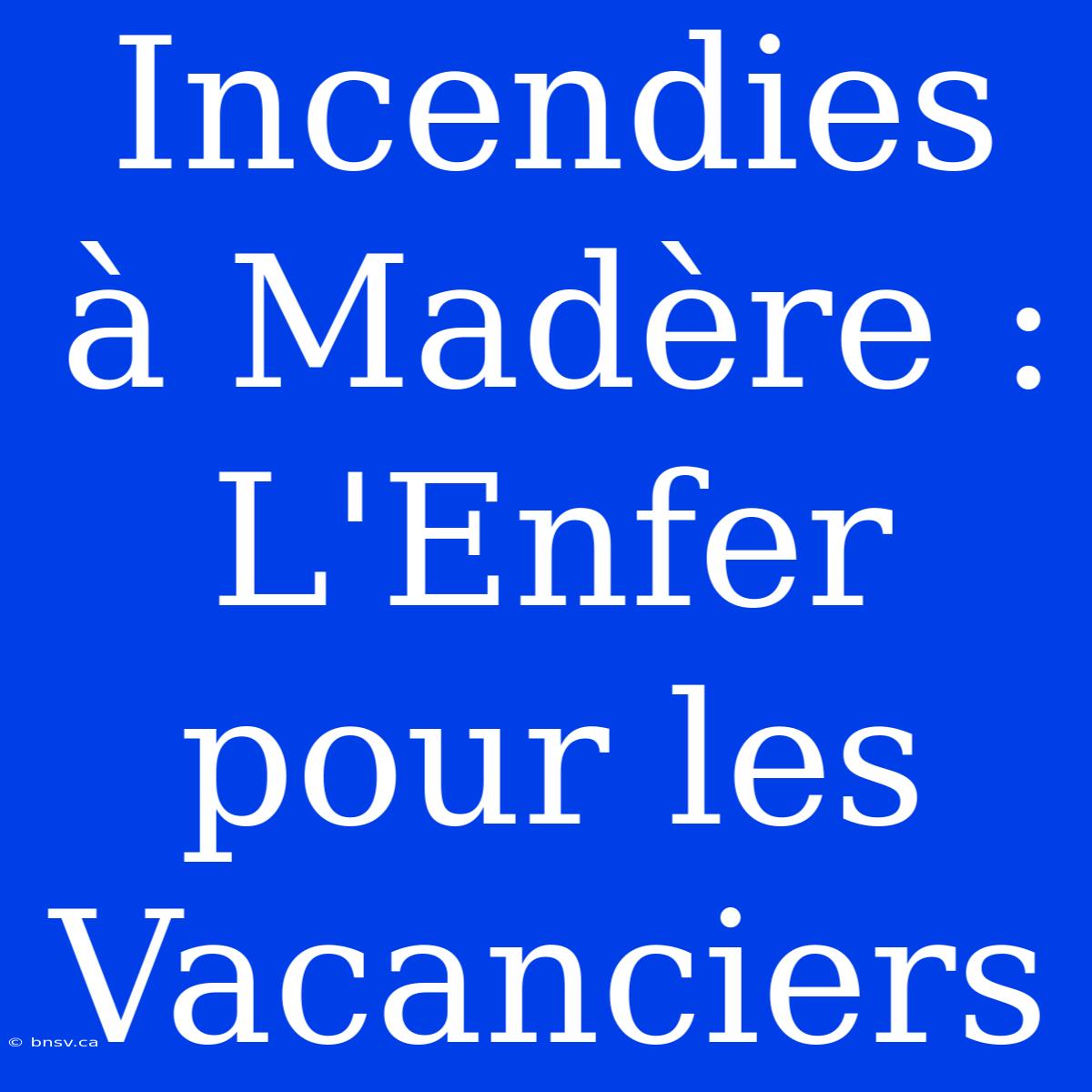 Incendies À Madère : L'Enfer Pour Les Vacanciers