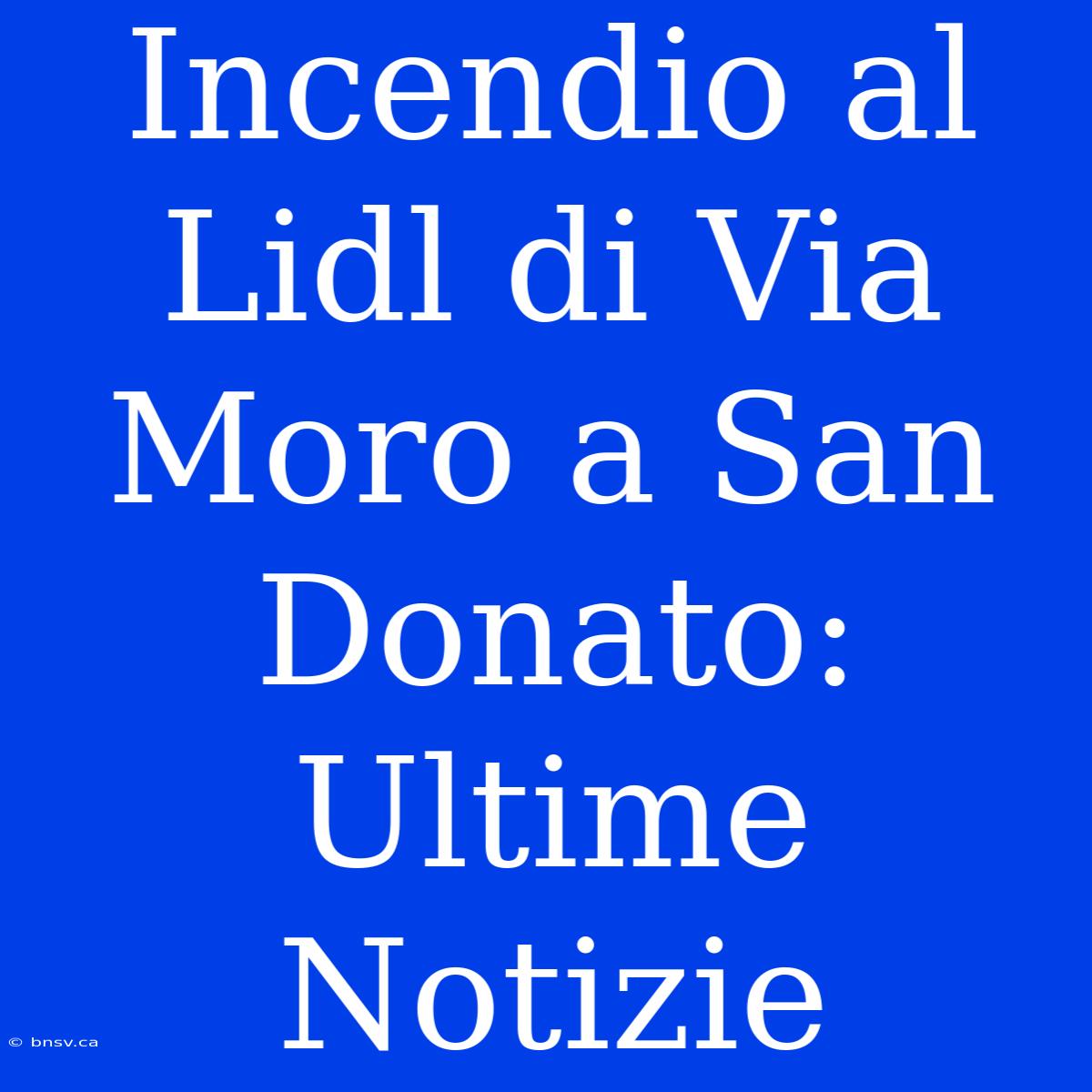 Incendio Al Lidl Di Via Moro A San Donato: Ultime Notizie