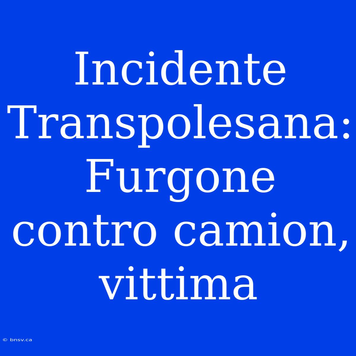 Incidente Transpolesana: Furgone Contro Camion, Vittima