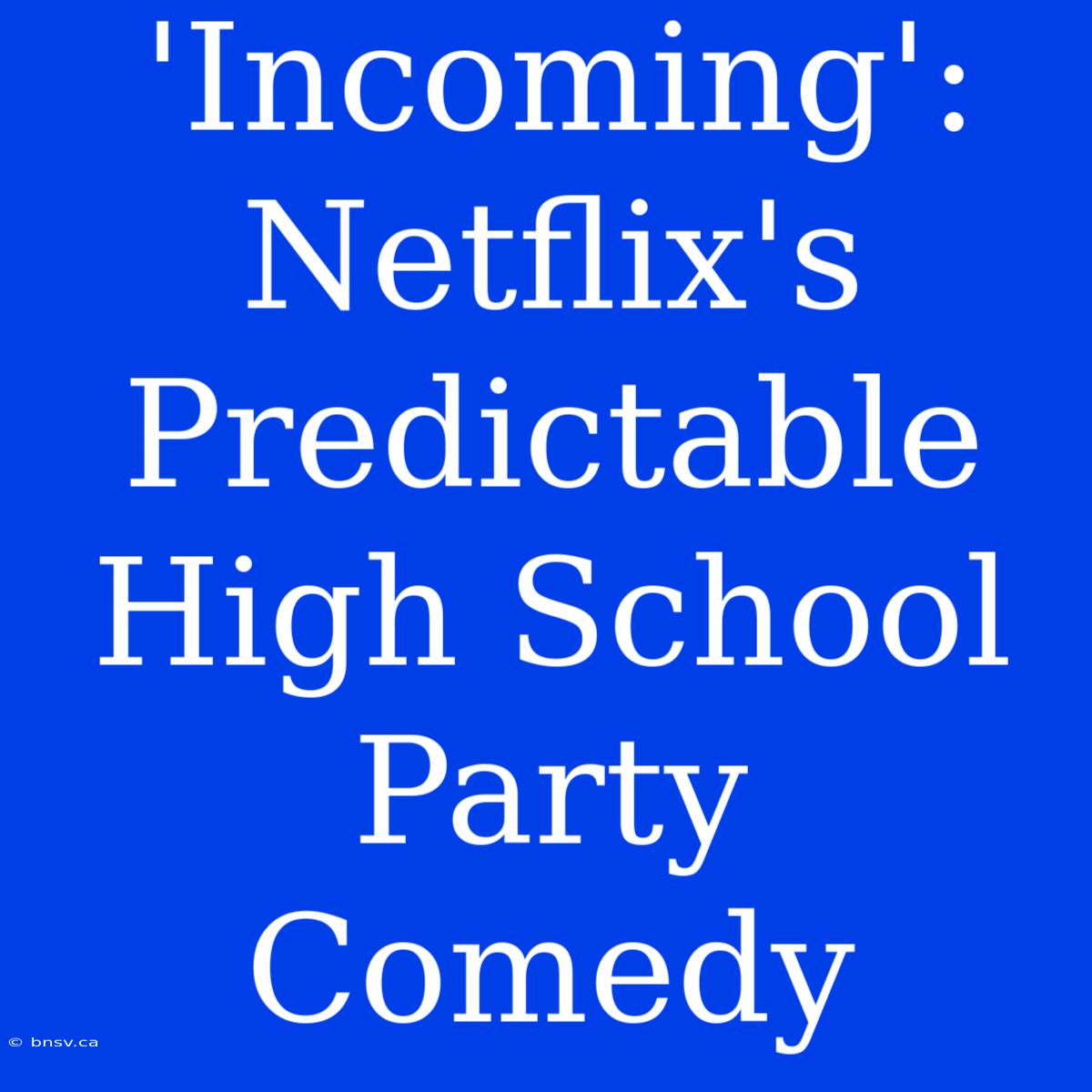 'Incoming': Netflix's Predictable High School Party Comedy