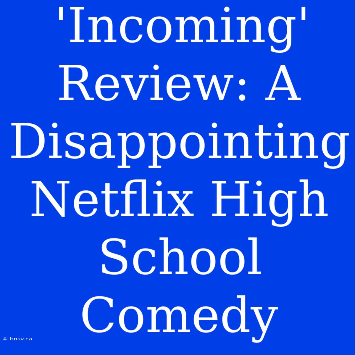 'Incoming' Review: A Disappointing Netflix High School Comedy