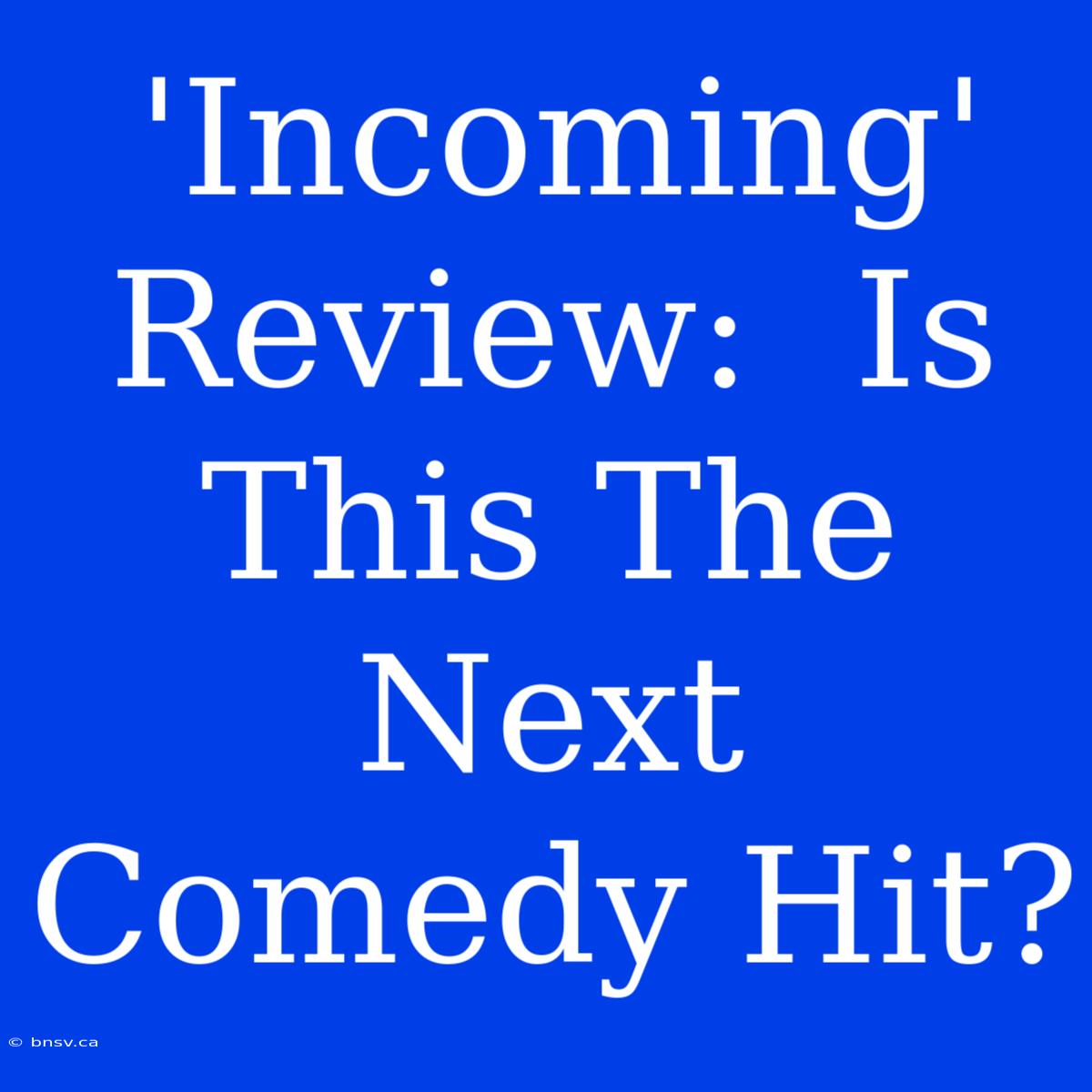 'Incoming' Review:  Is This The Next Comedy Hit?