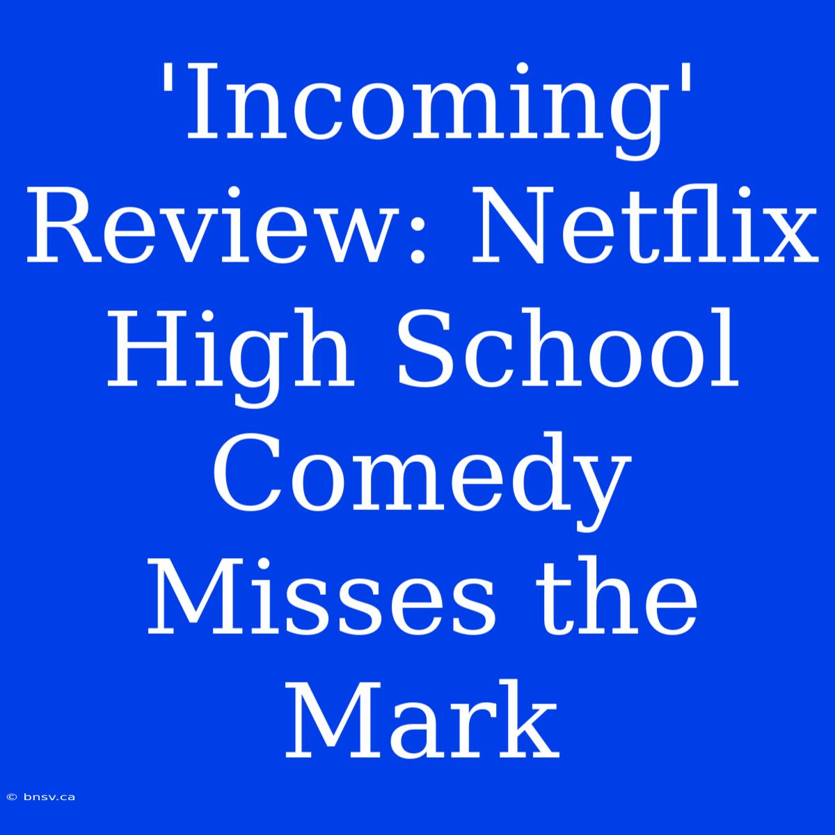 'Incoming' Review: Netflix High School Comedy Misses The Mark