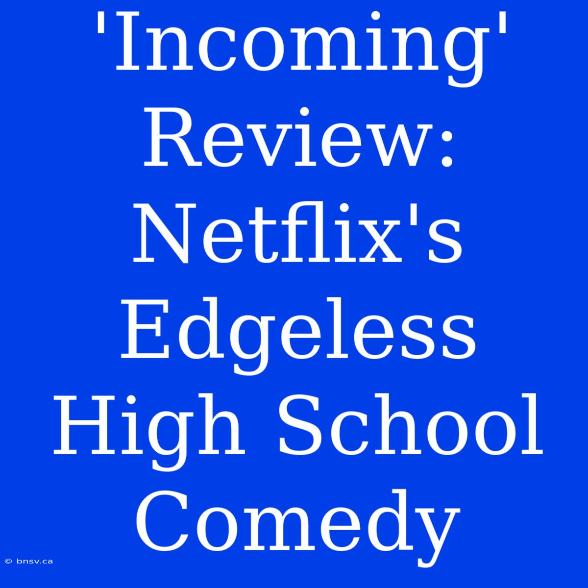 'Incoming' Review: Netflix's Edgeless High School Comedy