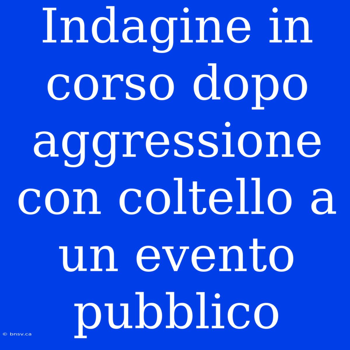 Indagine In Corso Dopo Aggressione Con Coltello A Un Evento Pubblico