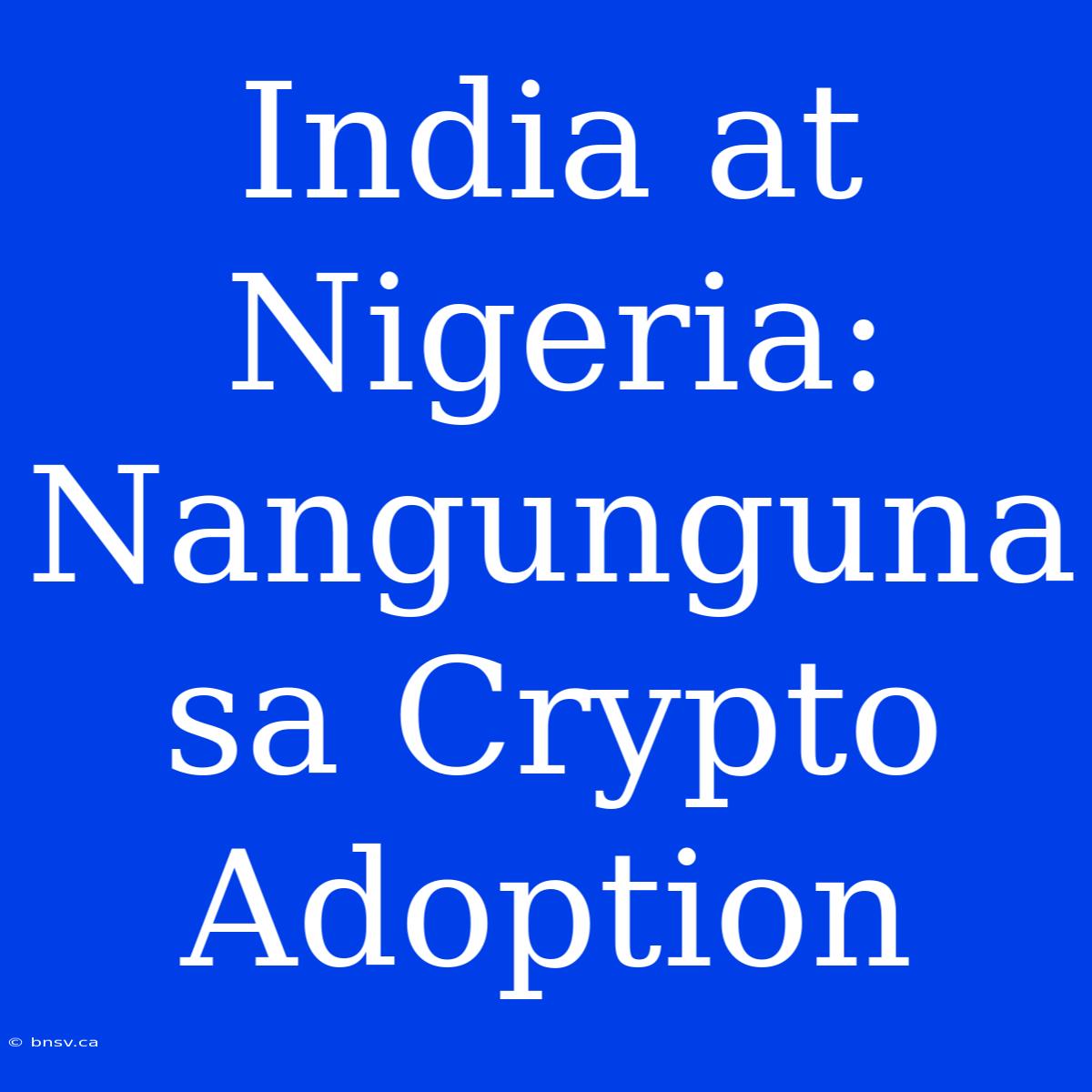 India At Nigeria: Nangunguna Sa Crypto Adoption