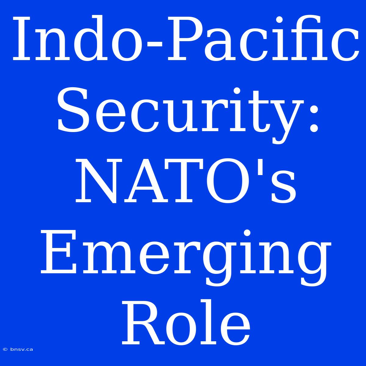 Indo-Pacific Security:  NATO's Emerging Role