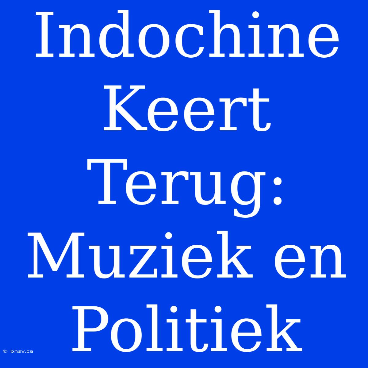 Indochine Keert Terug: Muziek En Politiek