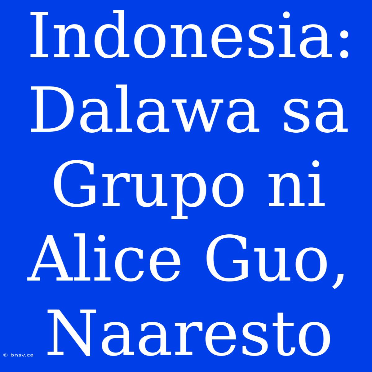 Indonesia: Dalawa Sa Grupo Ni Alice Guo, Naaresto