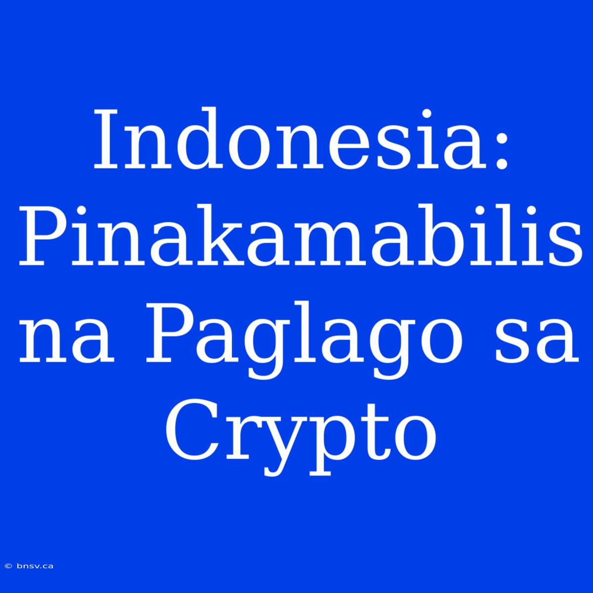 Indonesia: Pinakamabilis Na Paglago Sa Crypto