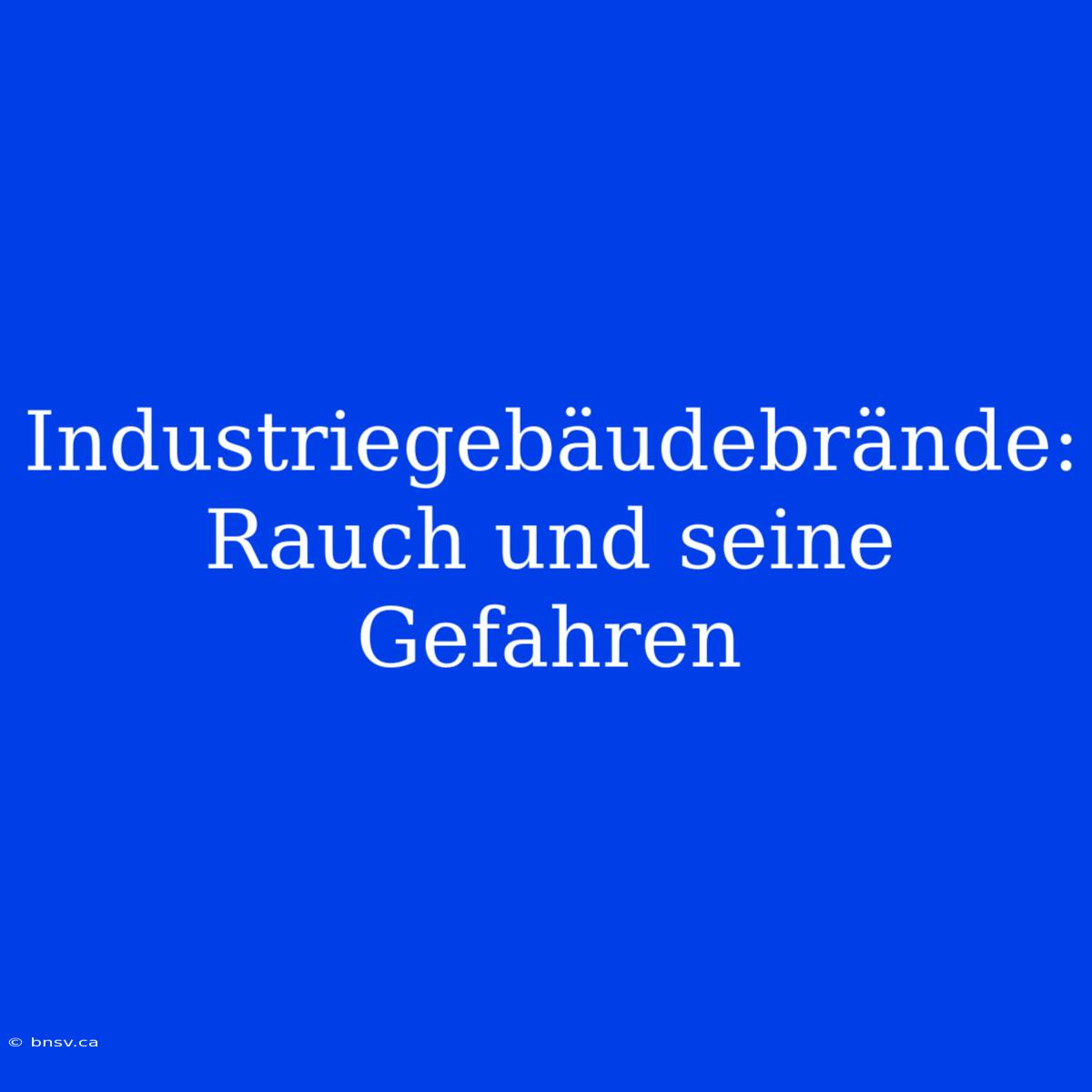 Industriegebäudebrände: Rauch Und Seine Gefahren