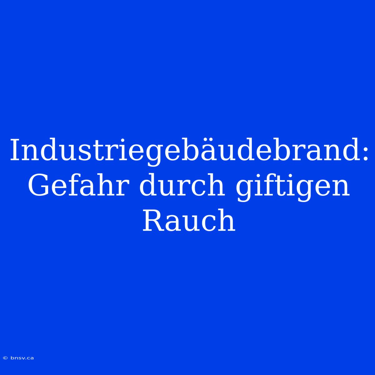 Industriegebäudebrand: Gefahr Durch Giftigen Rauch